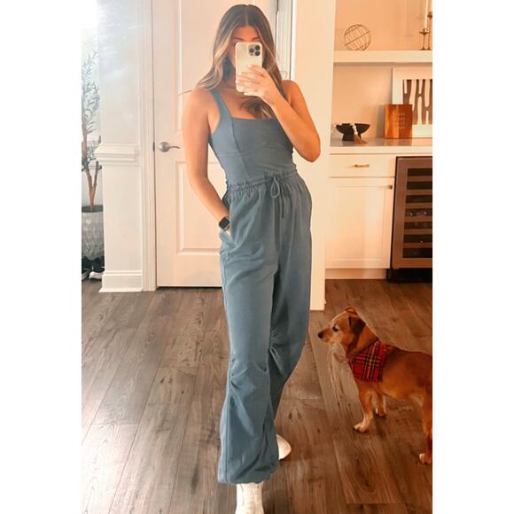 FREE PEOPLE MOVEMENT Inbound Onesie in Skyline Blue Size Medium - Picture 2 of 9